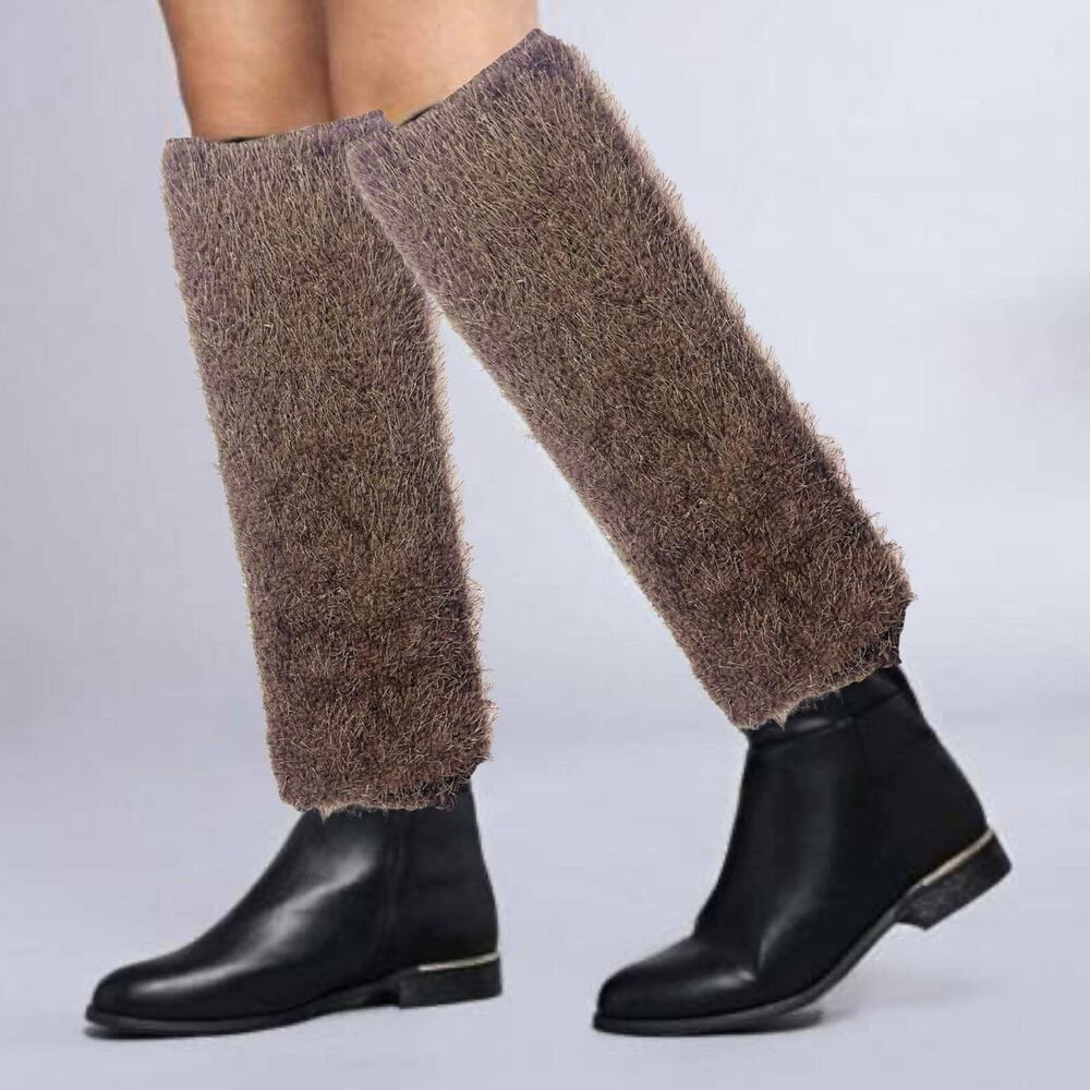 Women Faux Fur Leg Warmer Lady Casual Boot Cover Winter Warmer, NEW, Light Brown